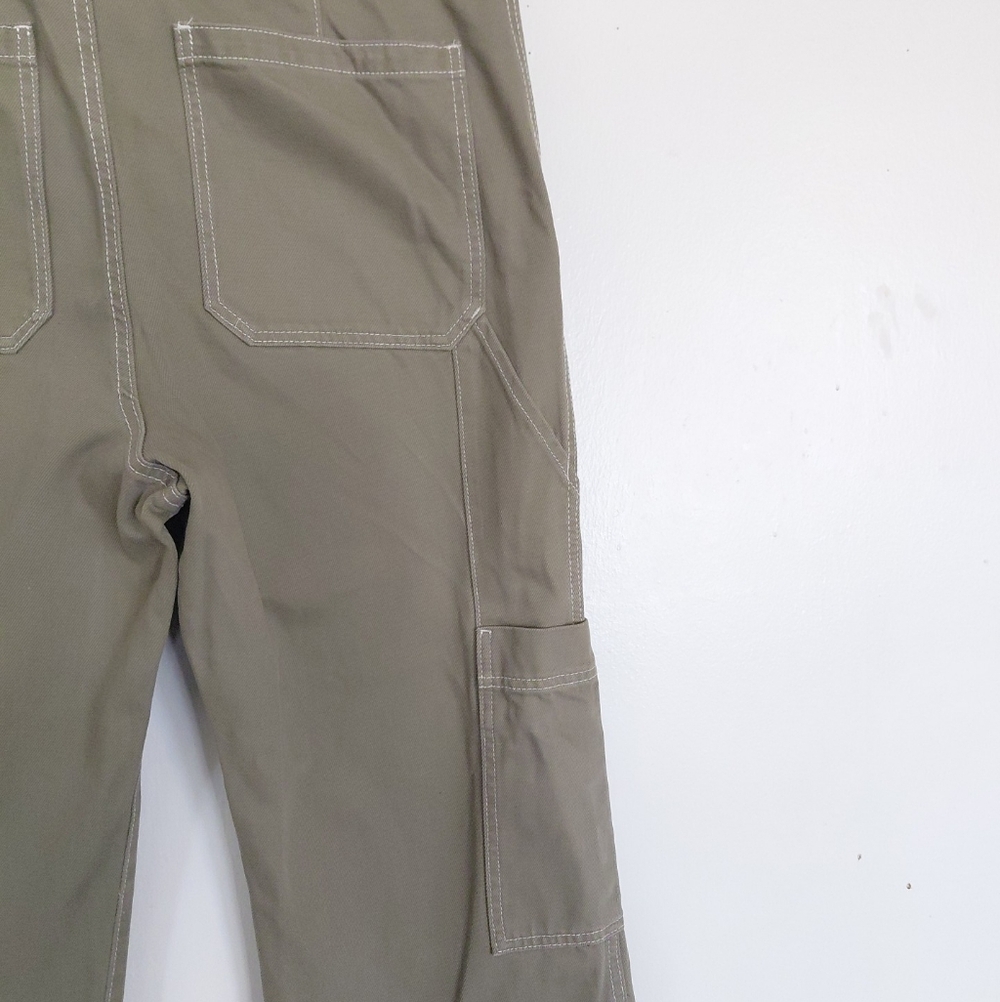 H&M Women's Olive Green Wide Leg Highrise Cargo Jeans Size 14 - Picture 7 of 12